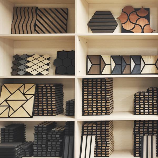 木飾面聚酯纖維多邊形裝飾牆闆